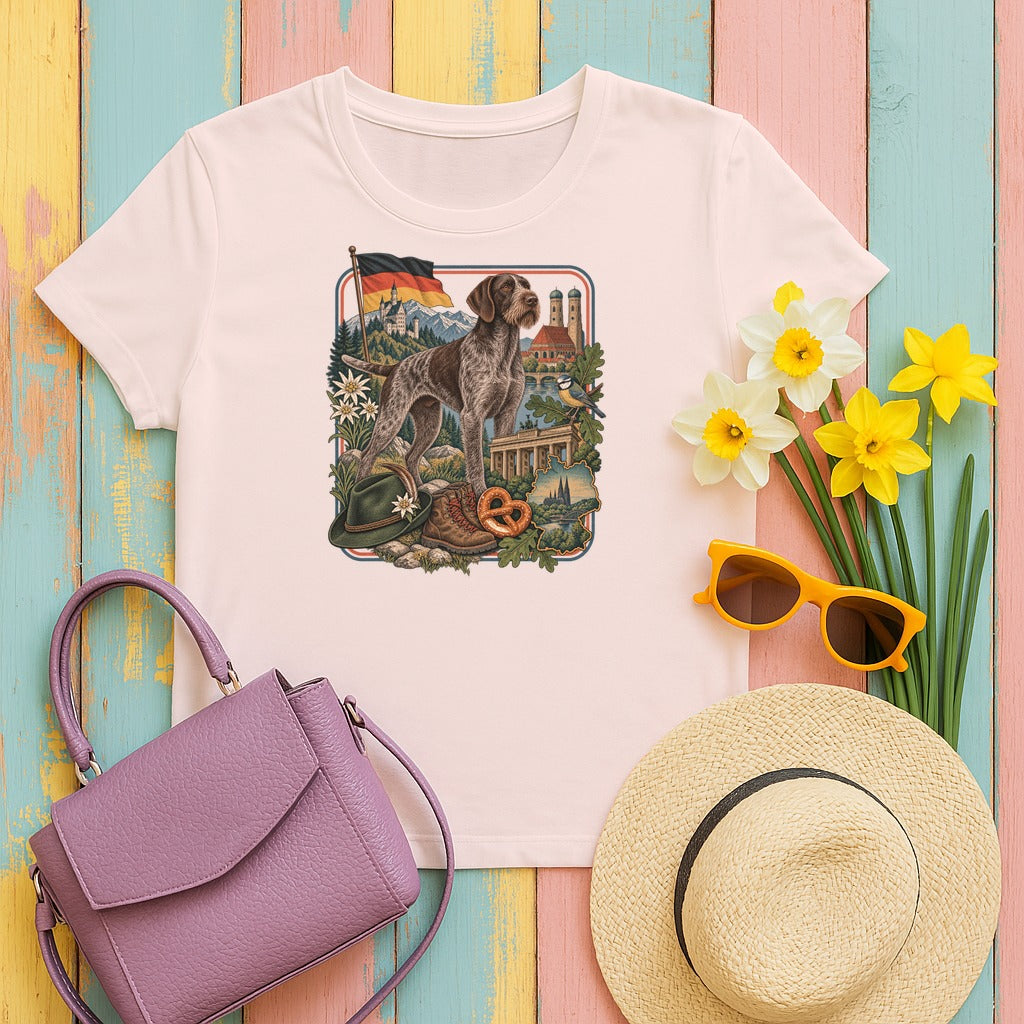 German Wirehaired Pointer Germany Heritage tee, Soft Pink