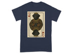 T-shirt with a Queen of Hearts card featuring a black labrador.