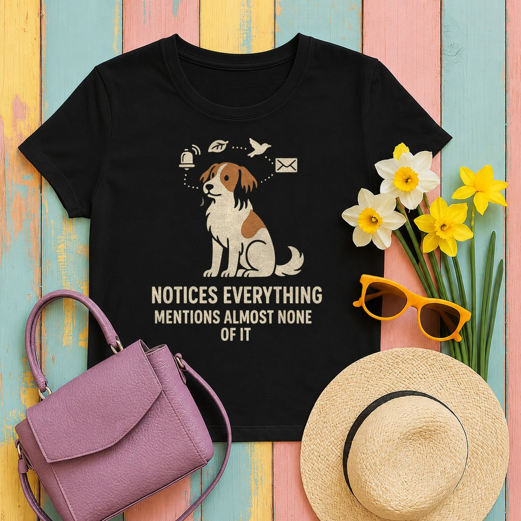 Kooikerhondje Notices Everything Tee in Black