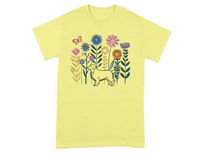 Colorful Floral Dog Print Graphic T-Shirt product type