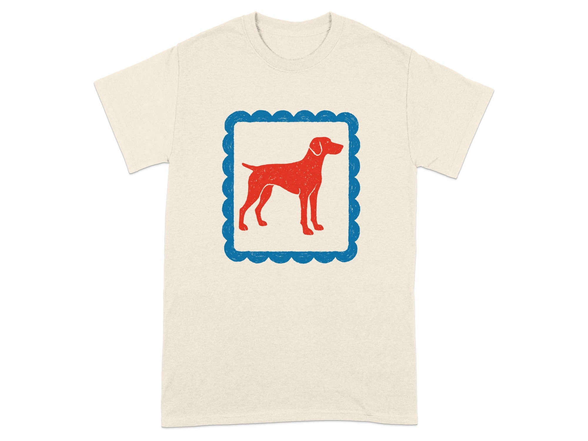 Vintage Red Dog Silhouette Graphic on Cream Shirt