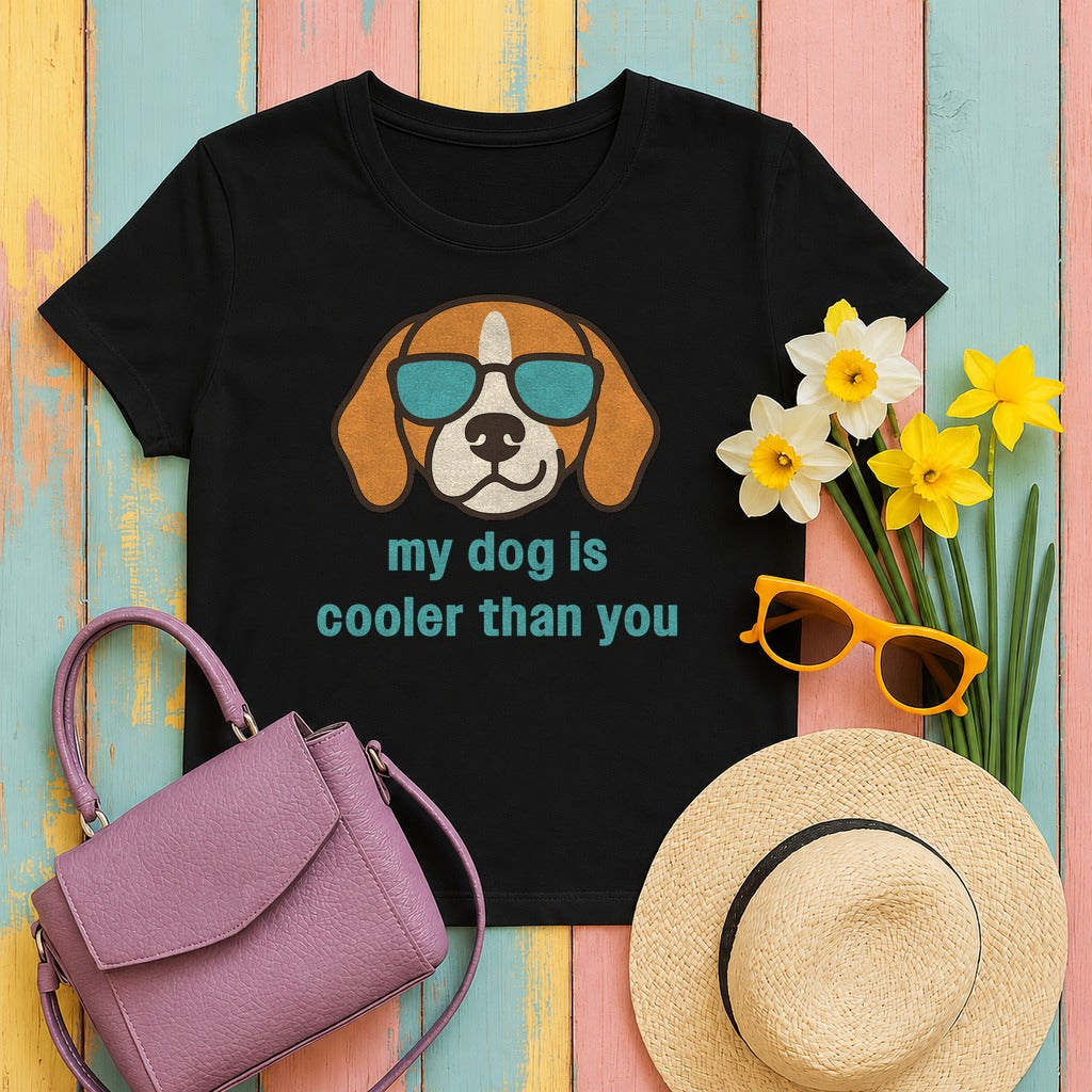 My Dog Is Cooler Than You Beagle T-Shirt in Black