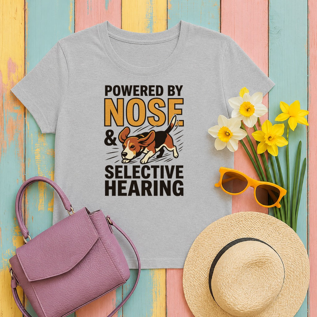 Powered By Nose & Selective Hearing Beagle T-Shirt in Sport Grey