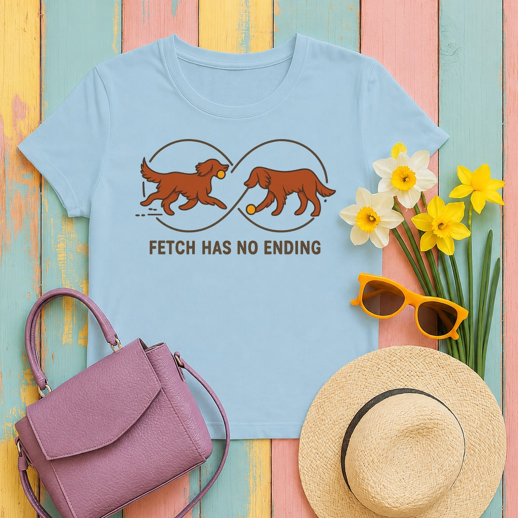 Irish Setter Fetch Has No Ending T-shirt in Light Blue