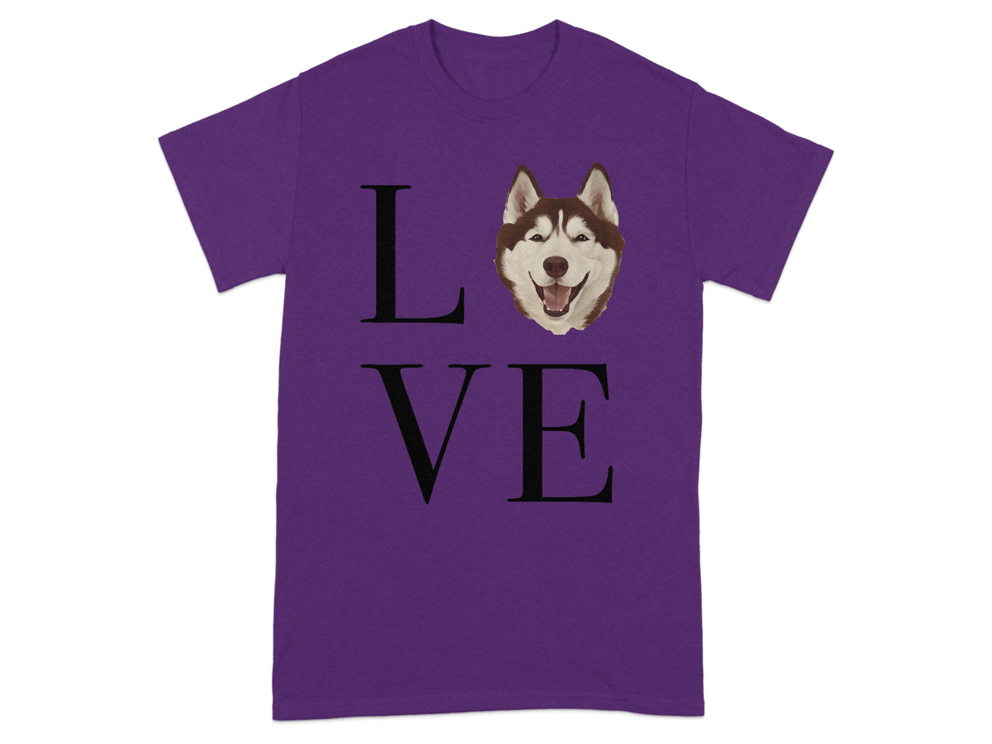 Love Siberian Husky Dog Face Purple T-shirt product