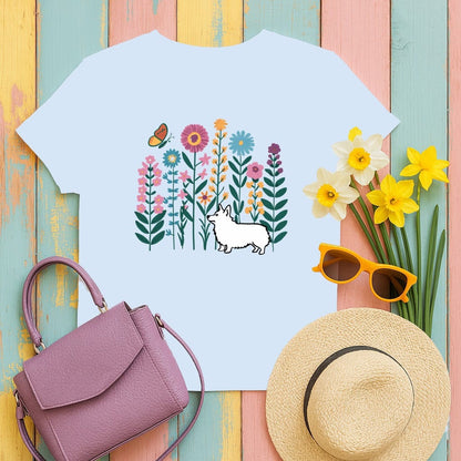Cute Corgi and Floral Design on Unique Shirt product