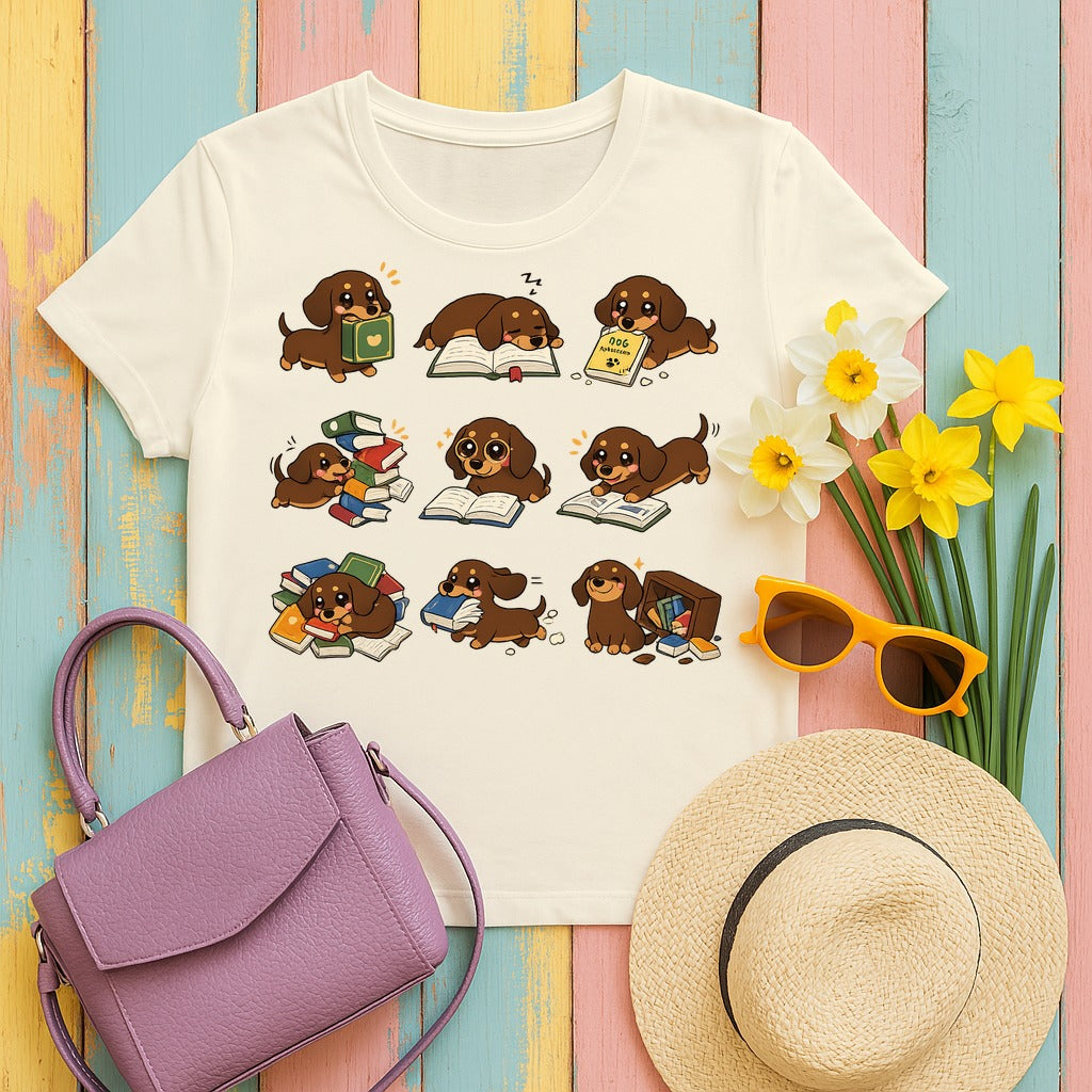 The Bookish Dachshund T-Shirt in Natural