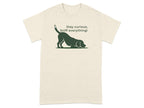 T-shirt with dog in play bow pose and text "Stay curious, Sniff everything!".