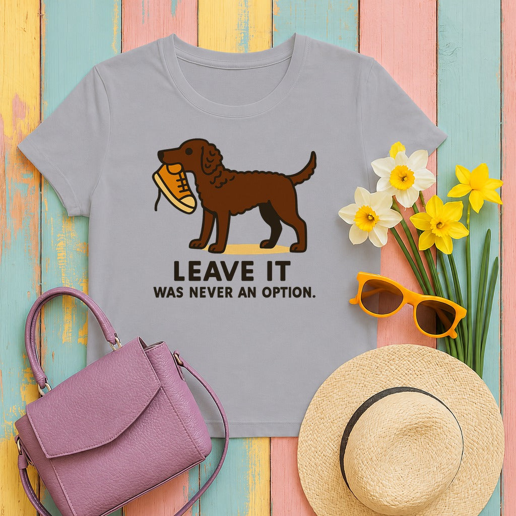 Liver Curly-Coated Retriever Leave It Tee in Athletic Heather