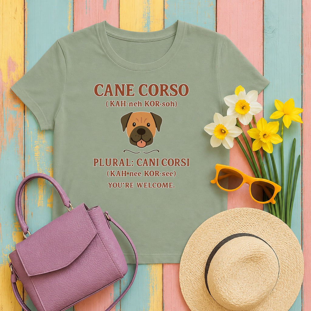 Cane Corso Cani Corsi Pronunciation Tee in Sage