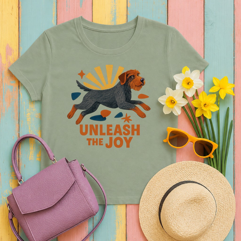 Wirehaired Pointing Griffon Unleash the Joy T-shirt in Sage