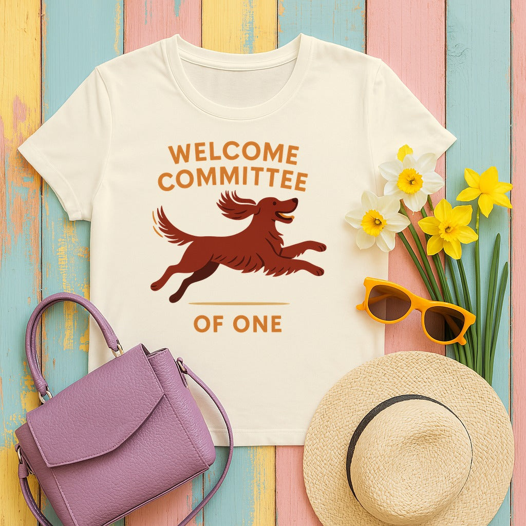 Irish Setter Welcome Committee of One T-shirt in Natural