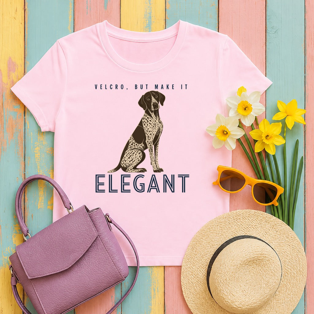 Velcro German Shorthaired Pointer T-Shirt in Light Pink