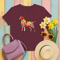 Floral Labrador with Hawaiian Flowers T-Shirt in Maroon