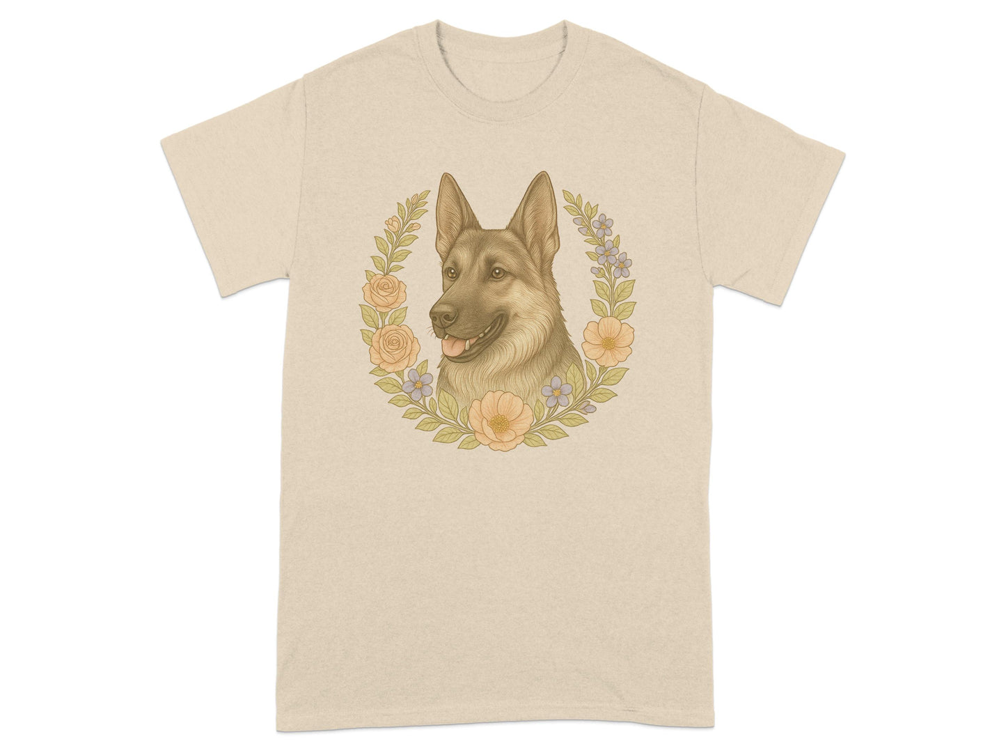Detailed Floral Dog Illustration Graphic T-Shirt product type