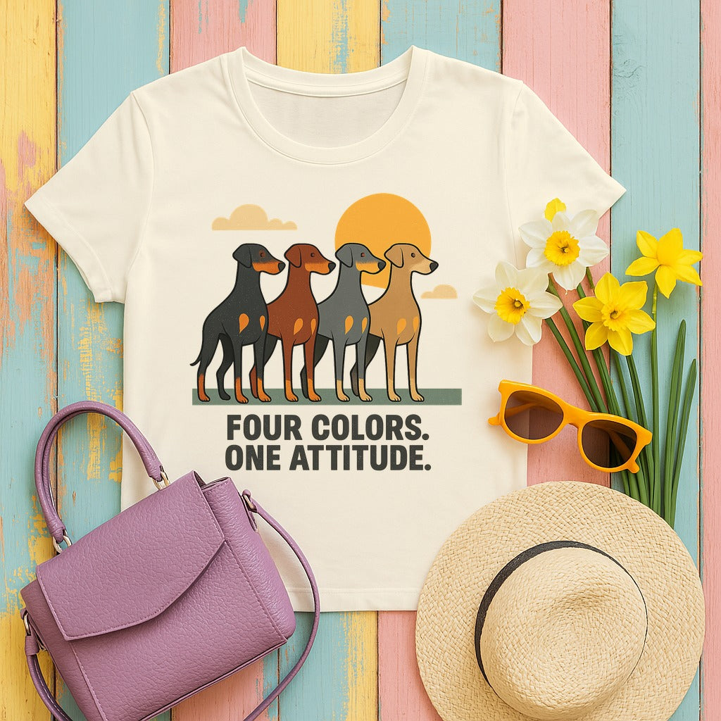 Doberman Four Colors One Attitude Tee in Natural