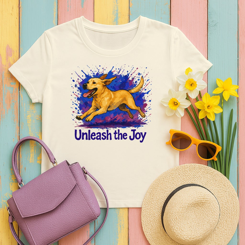 Unleash the Joy Yellow Labrador Retriever T-Shirt in Natural