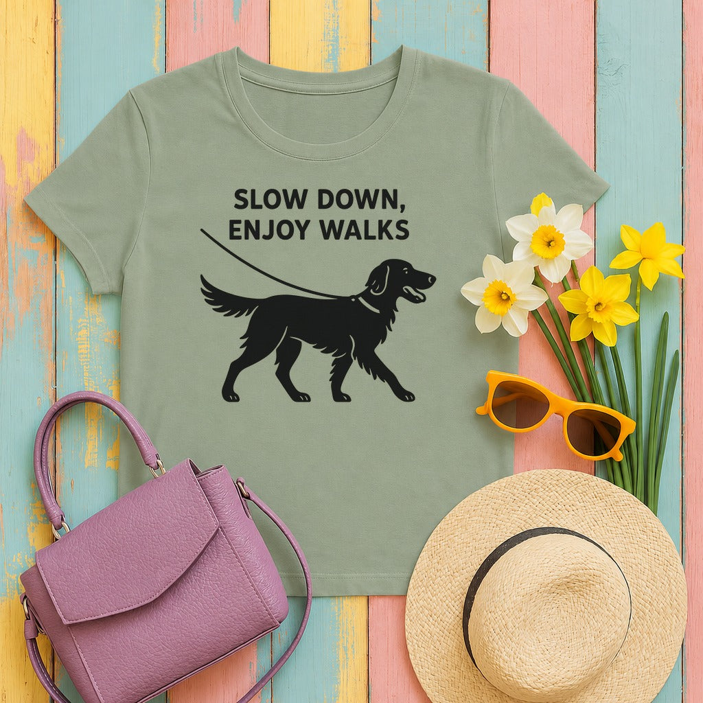 Flat-Coat Slow Down Enjoy Walks Tee in Sage