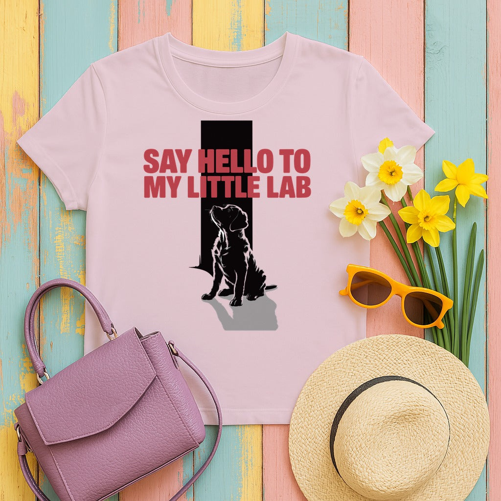 "Say hello to my little lab" - Dog Lover Gift - Lab Puppy Unisex T-shirt in Pink