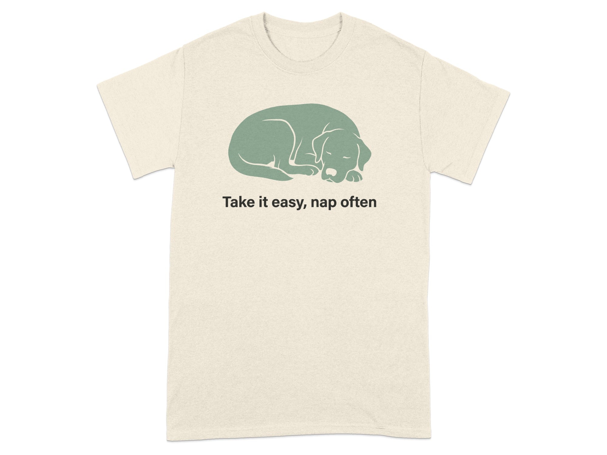 Take it easy nap often sleepy dog graphic t-shirt