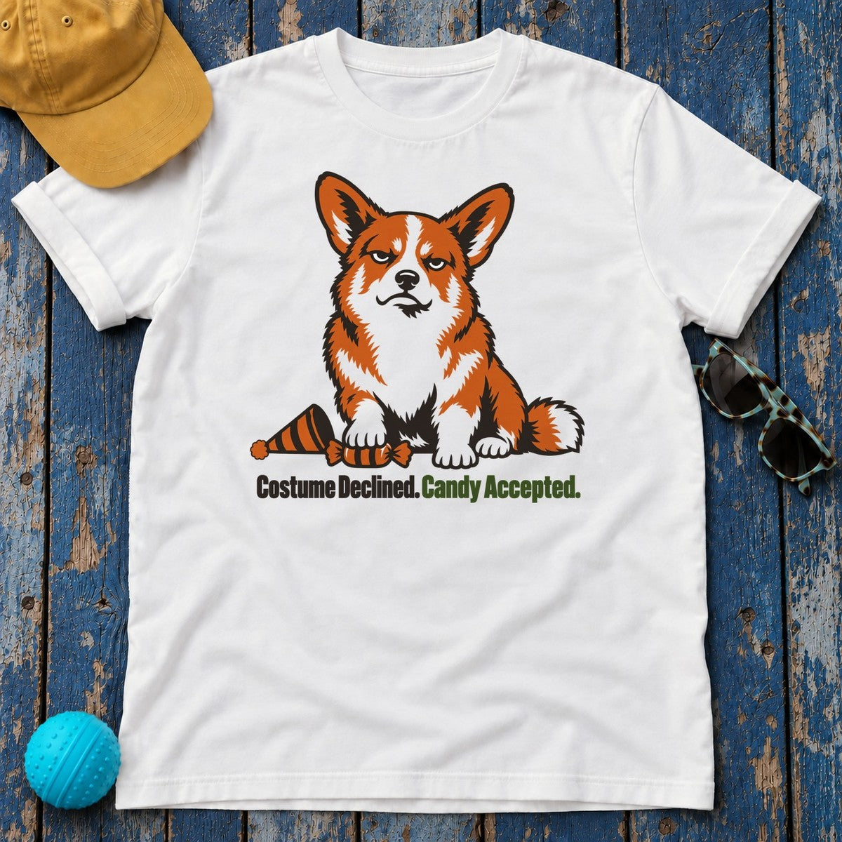 Costume Declined Candy Accepted Corgi T-Shirt — White
