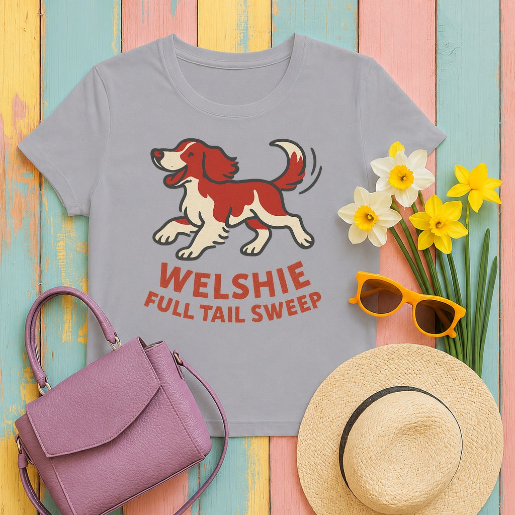 Welsh Springer Spaniel Full Tail Sweep T-shirt in Athletic Heather