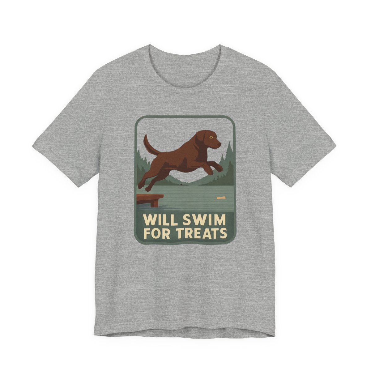 Chocolate Lab Will Swim for Treats t-shirt, view 7