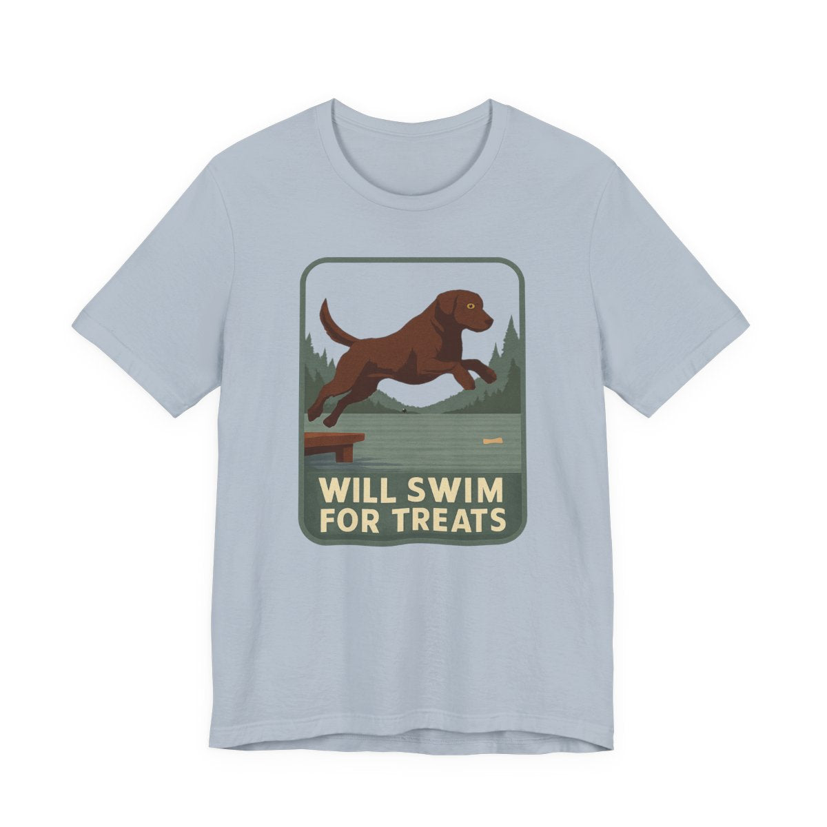 Chocolate Lab Will Swim for Treats t-shirt, view 6