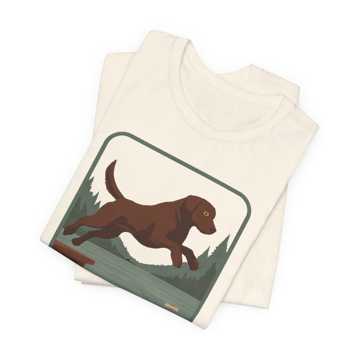 Chocolate Lab Will Swim for Treats t-shirt, view 2