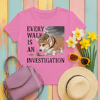 Every Walk Corgi Dog Detective T-Shirt in Azalea