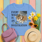 Every Walk Corgi Dog Detective T-Shirt in Carolina Blue