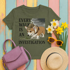 Every Walk Corgi Dog Detective T-Shirt in Military Green