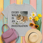 Every Walk Corgi Dog Detective T-Shirt in Sport Grey