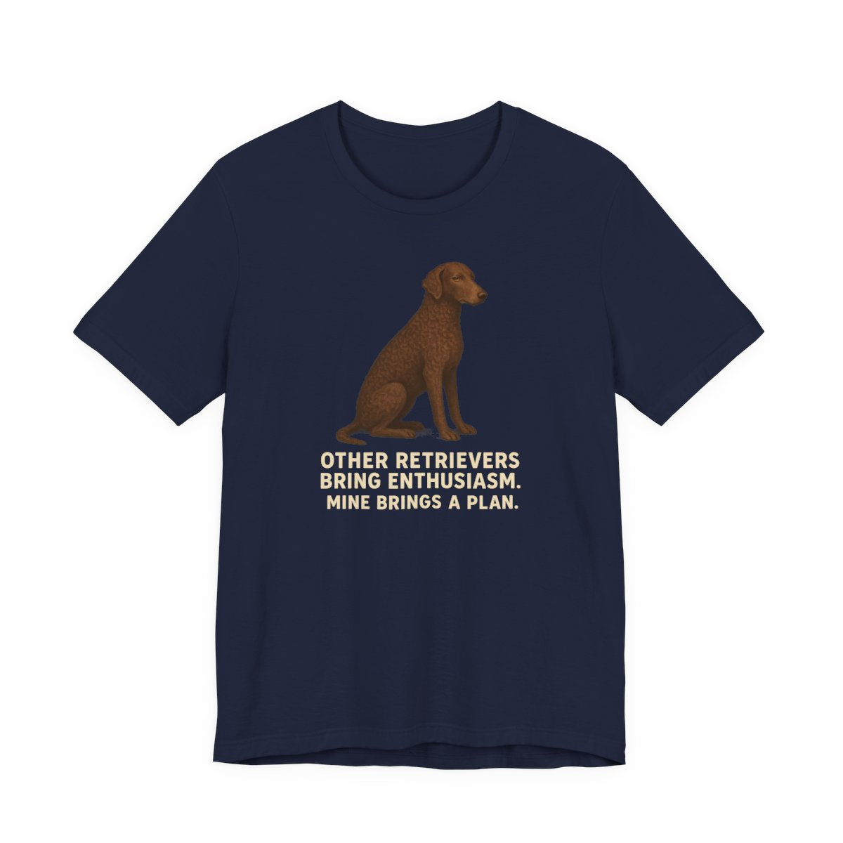 Curly-Coated Retriever Mine Brings A Plan Tee - Navy