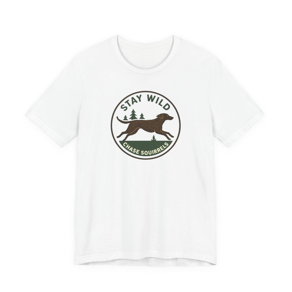 Curly-Coated Retriever Stay Wild Chase Squirrels t-shirt, view 4