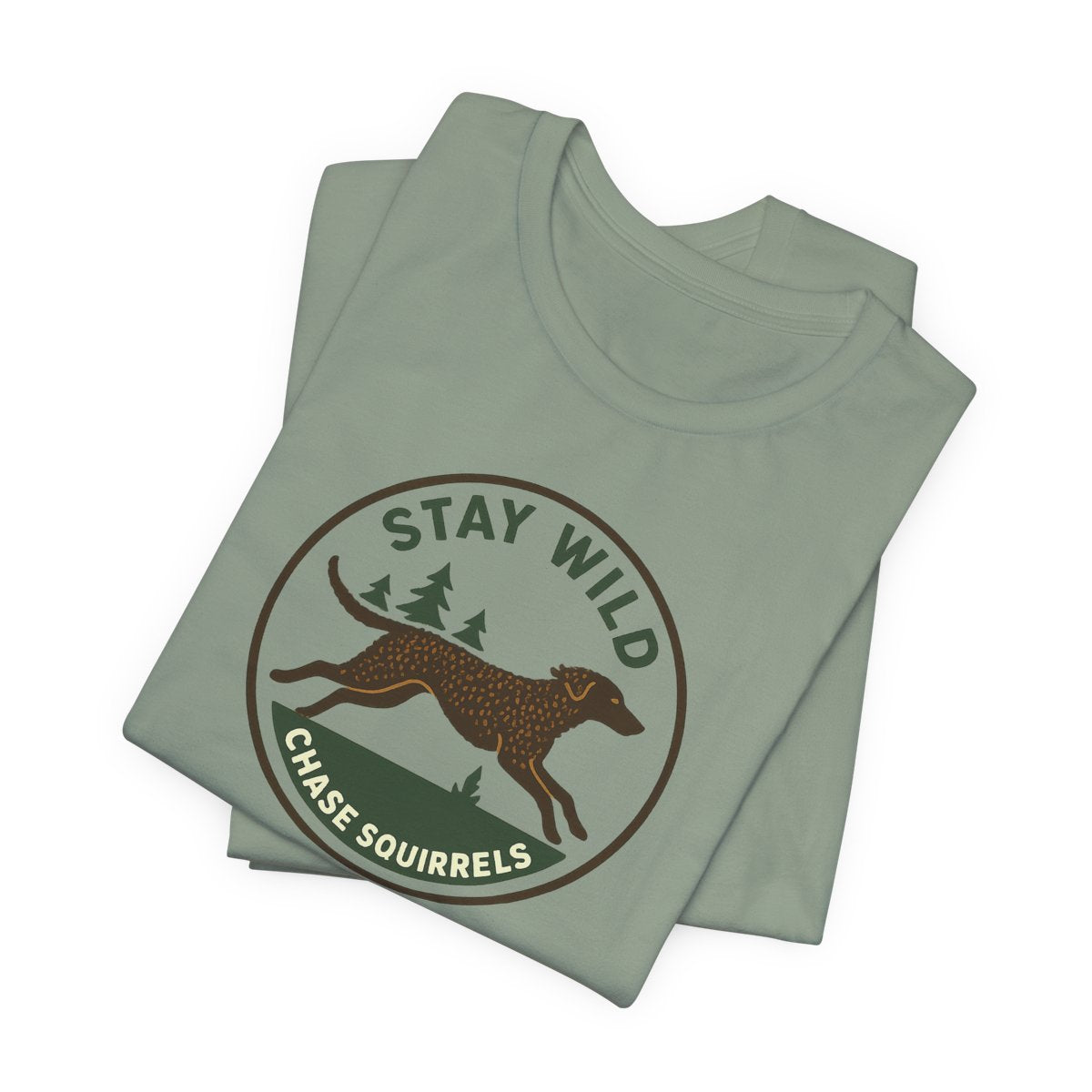 Curly-Coated Retriever Stay Wild Chase Squirrels t-shirt, view 2