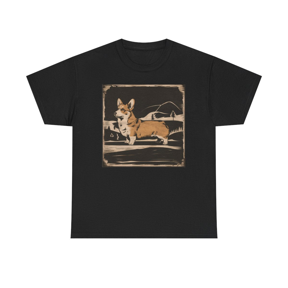 Cute Corgi with Mountains Design T-Shirts