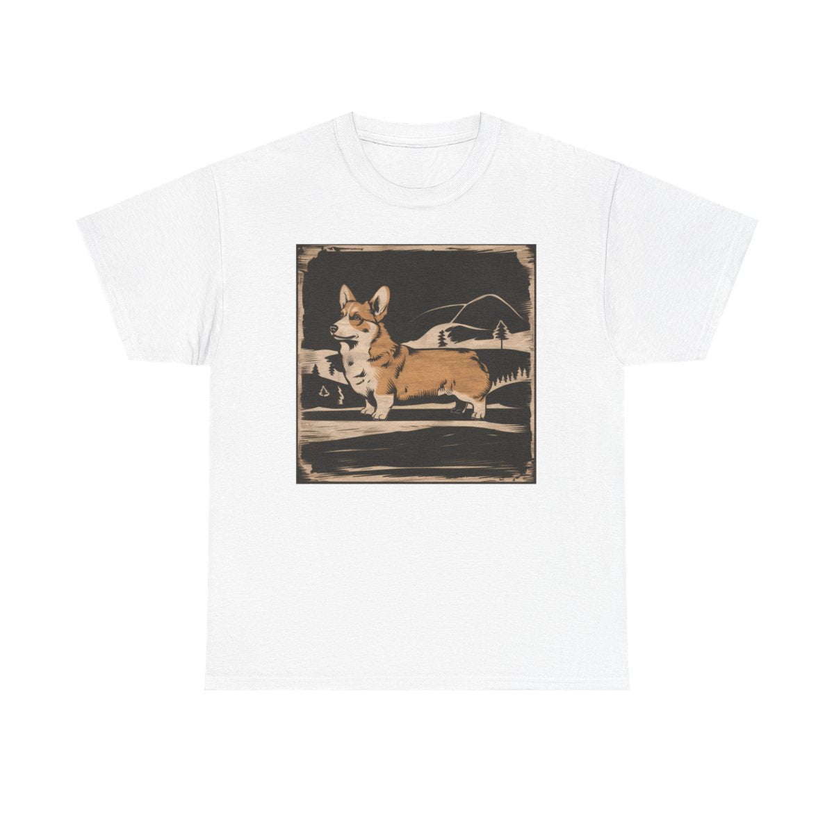 Cute Corgi with Mountains Design T-Shirts