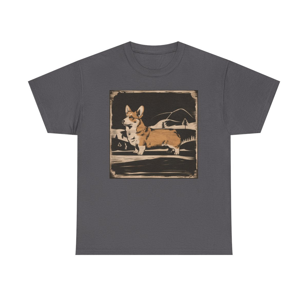 Cute Corgi with Mountains Design T-Shirts