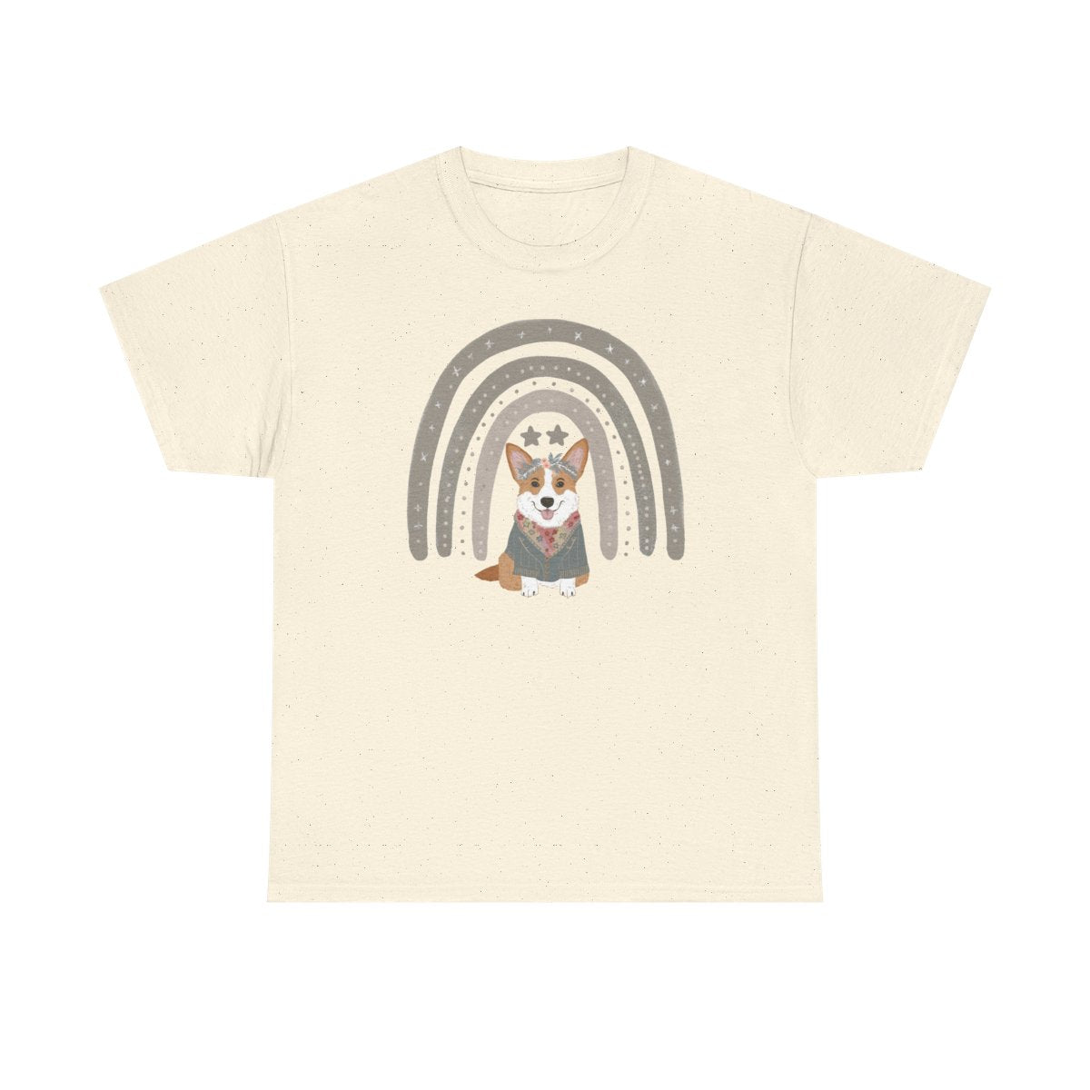 Cute Corgi with Rainbow Stars Print T-Shirts