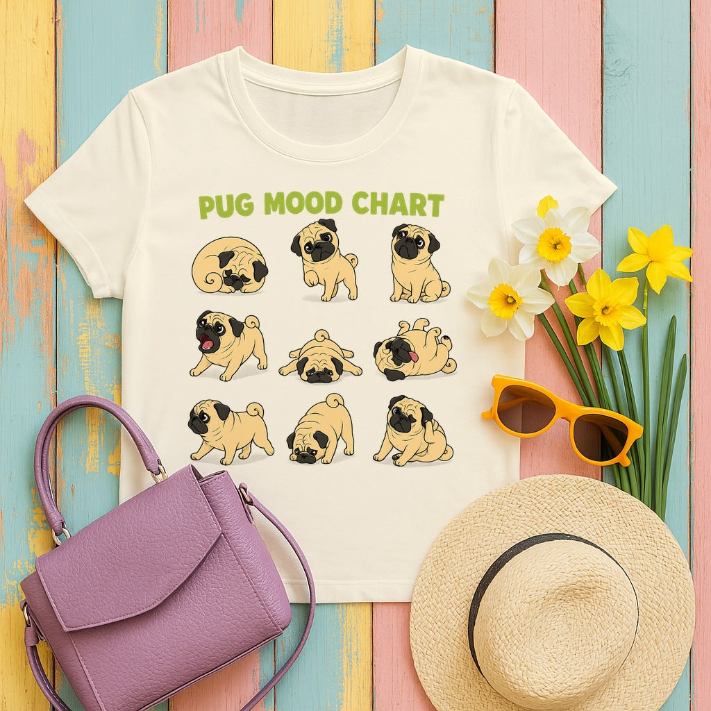 The Pug Mood Chart T-Shirt in Natural