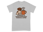 German Shorthaired Pointer and coffee illustration with text "Powered by German Shorthaired Pointer & Coffee".