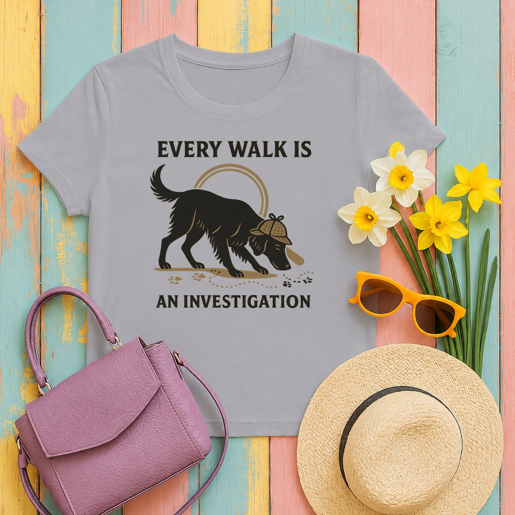 flat-coated retriever every-walk-investigation tee flat lay hero
