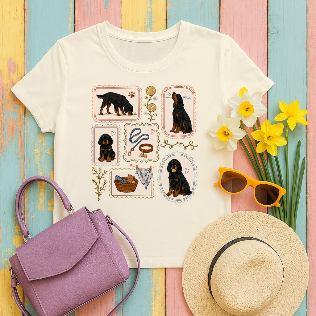 Gordon Setter Art T-Shirt in Natural