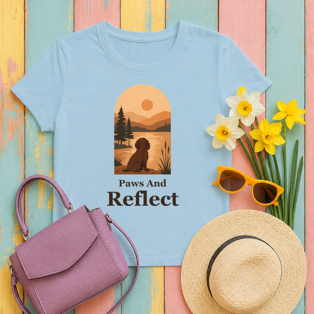 Boykin Spaniel Paws and Reflect T-shirt in Light Blue