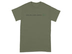 Olive green t-shirt with "RUN, EAT, SLEEP, REPEAT." text and a small green runner graphic.
