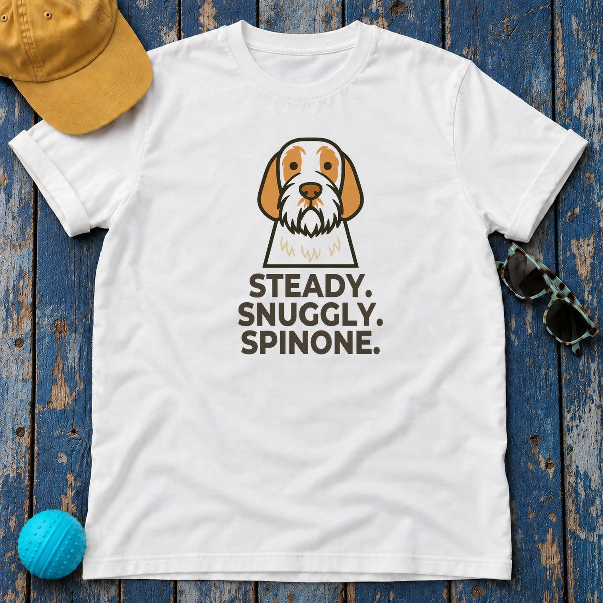 Steady. Snuggly. Spinone. Spinone Italiano T-Shirt in White