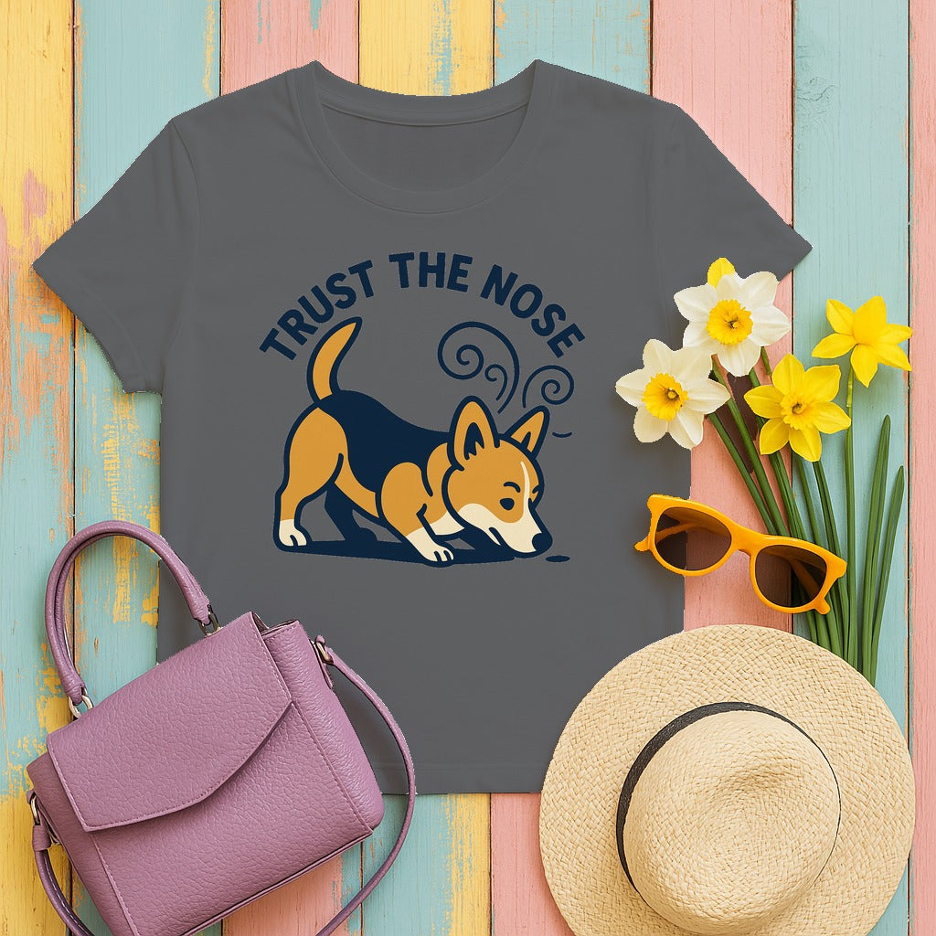 Trust the Nose Corgi Explorer T-Shirt in Graphite Heather