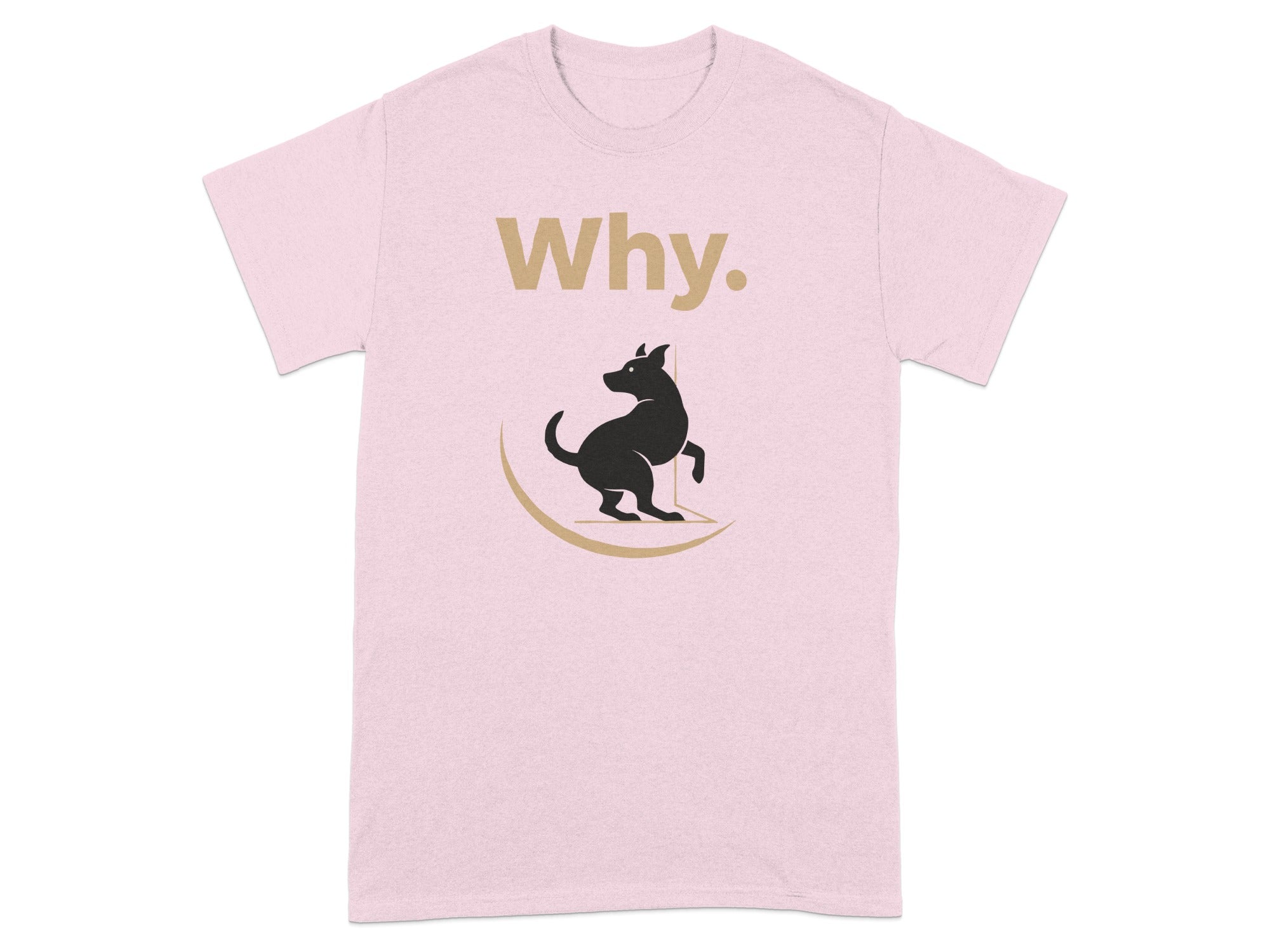 Why Dog Graphic Print on Pink T-Shirt for Casual Wear
