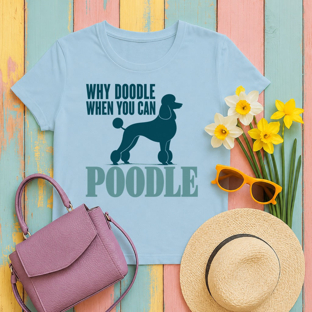 Poodle Perfection T-shirt in Light Blue